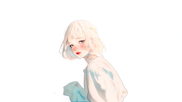 水彩で描かれた透明感のある若い女性のポートレートイラスト素材 no.10