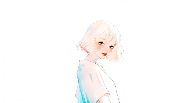 水彩で描かれた透明感のある若い女性のポートレートイラスト素材 no.11