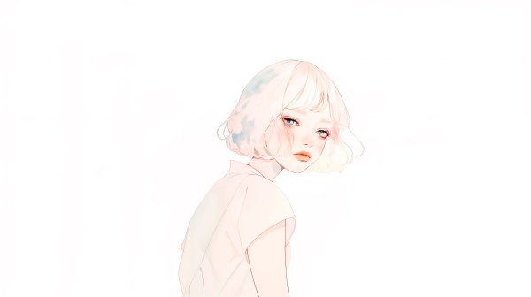 水彩で描かれた透明感のある若い女性のポートレートイラスト素材 no.16