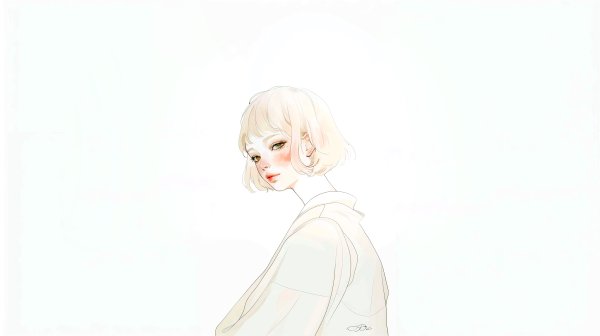 水彩で描かれた透明感のある若い女性のポートレートイラスト素材 no.17