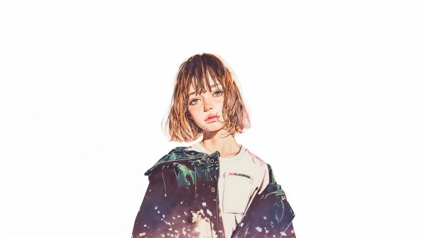 モダン水彩で描かれたハーフ風の可愛い女の子ポートレートイラスト no.1