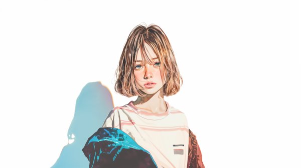 モダン水彩で描かれたハーフ風の可愛い女の子ポートレートイラスト no.7