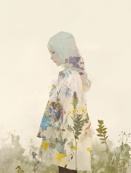 美しい女性と自然のコラージュアート no.6