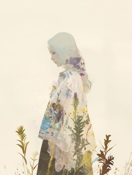美しい女性と自然のコラージュアート no.8