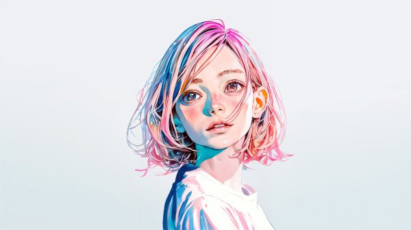 可愛い女性のポートレートイラスト素材 no.1