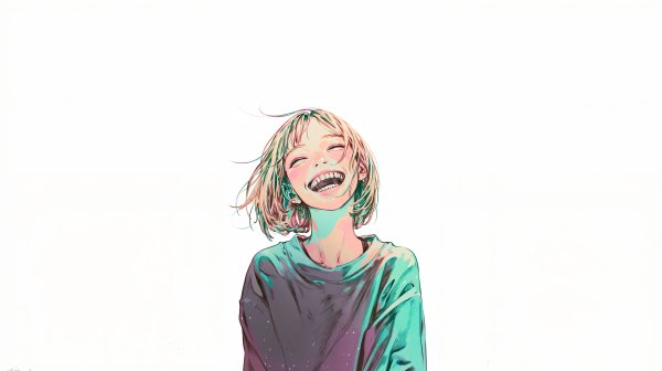 思い切り笑う笑顔の女性のアートポートレート no.4