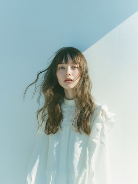 シアードレスを着た可愛い女性のクールなポートレート写真 no.1