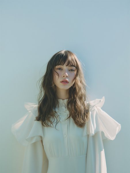 シアードレスを着た可愛い女性のクールなポートレート写真 no.10