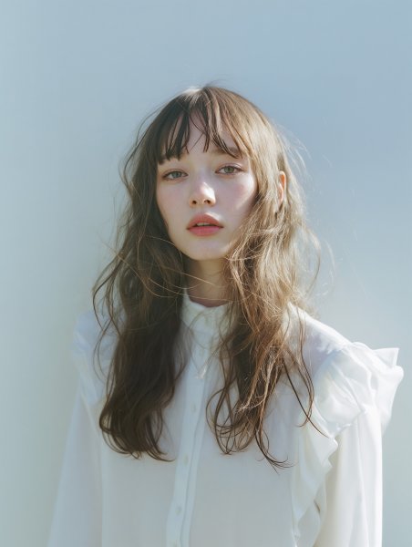 シアードレスを着た可愛い女性のクールなポートレート写真 no.2