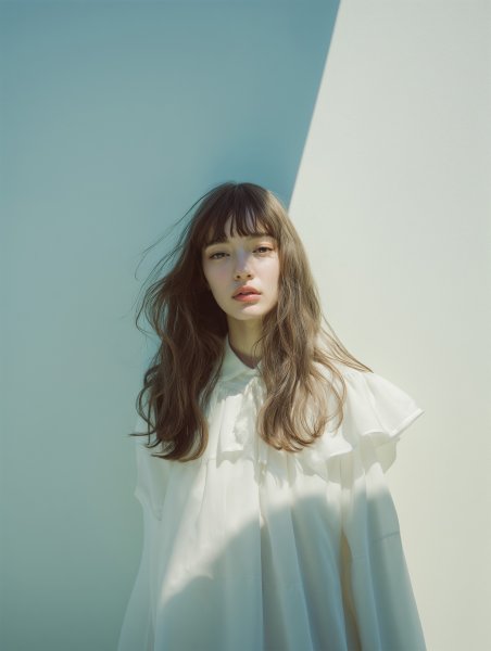 シアードレスを着た可愛い女性のクールなポートレート写真 no.5
