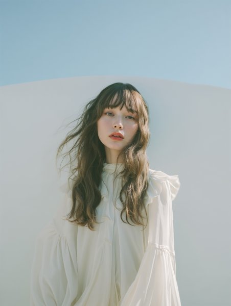 シアードレスを着た可愛い女性のクールなポートレート写真 no.6