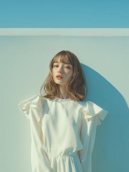 シアードレスを着た可愛い女性のクールなポートレート写真 no.7