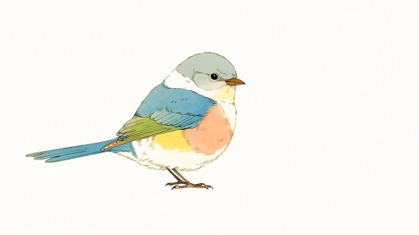 カラフルで可愛い鳥の水彩イラスト no.5