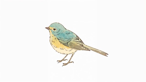 カラフルで可愛い鳥の水彩イラスト no.8