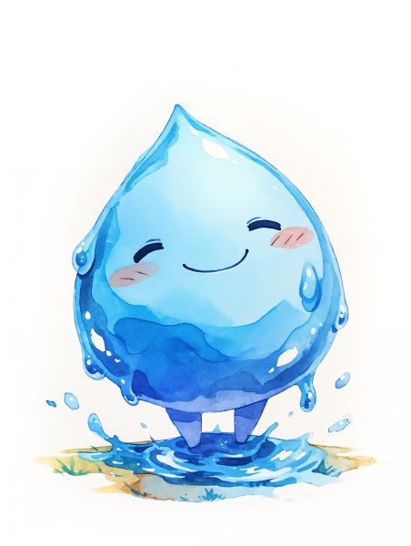 水彩で描かれた可愛い水のキャラクターイラスト no.1