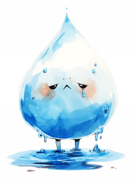 水彩で描かれた可愛い水のキャラクターイラスト no.2