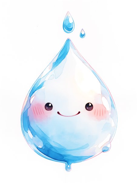 水彩で描かれた可愛い水のキャラクターイラスト no.3