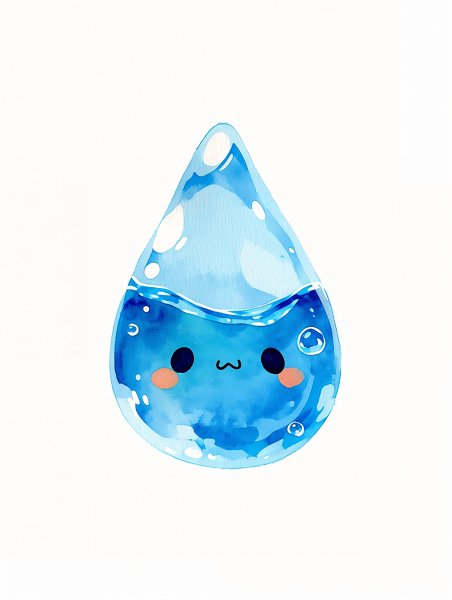 水彩で描かれた可愛い水のキャラクターイラスト no.4