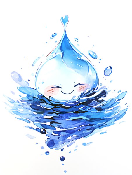 水彩で描かれた可愛い水のキャラクターイラスト no.5