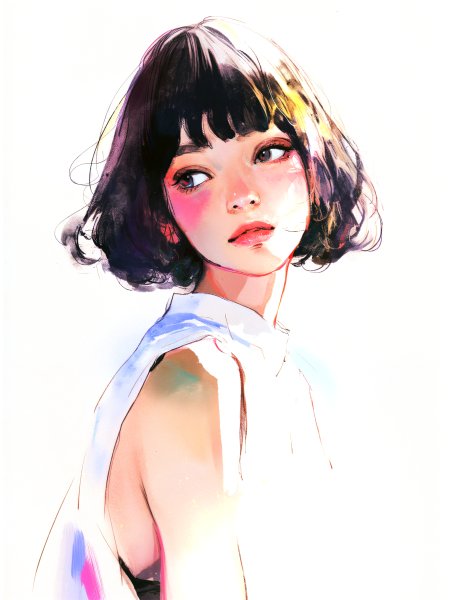 モダンな水彩で描かれた女性のポートレートイラスト no.1