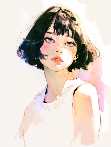 モダンな水彩で描かれた女性のポートレートイラスト no.2