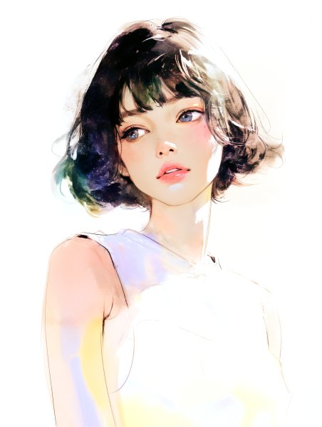 モダンな水彩で描かれた女性のポートレートイラスト no.5