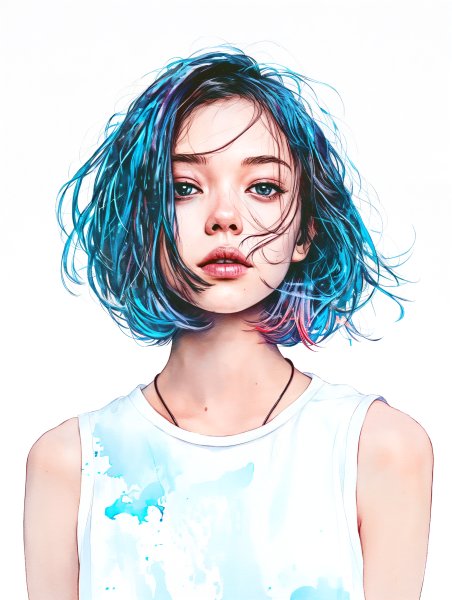 若い女性のモダン水彩で描かれたポートレートイラスト no.2