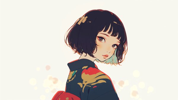 夏祭り風の浴衣を着た女の子のイラスト no.10