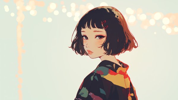 夏祭り風の浴衣を着た女の子のイラスト no.4
