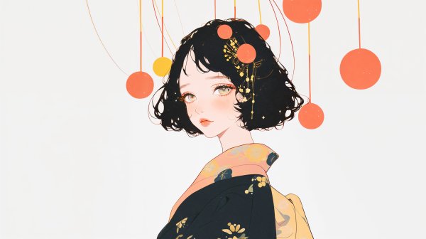 夏祭り風の浴衣を着た女の子のイラスト no.9
