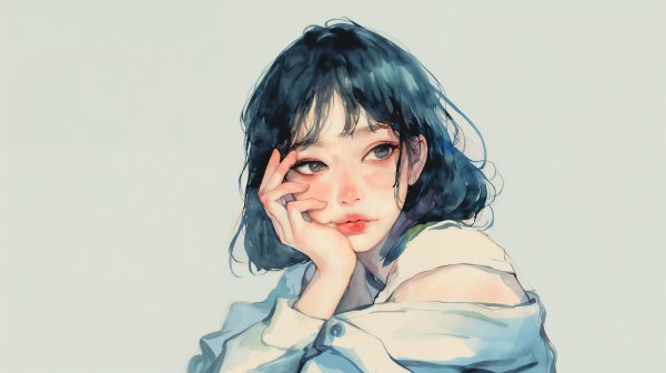 頬杖をつく女の子 no.3