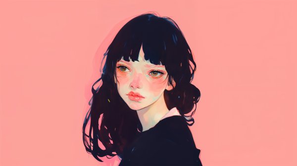 目の大きな可愛い女性の水彩イラスト no.10
