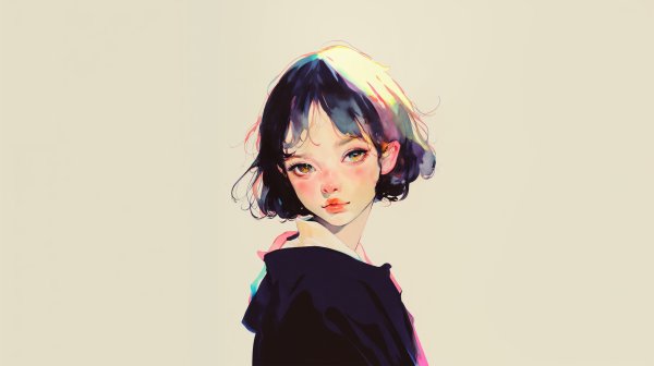 目の大きな可愛い女性の水彩イラスト no.2