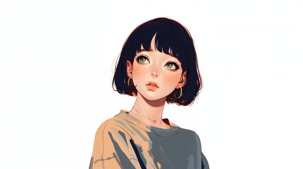 綺麗な瞳をした可愛い女性のポートレートイラスト no.2