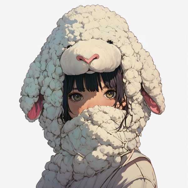 羊の着ぐるみを着ているかわいい女の子のイラスト no.6