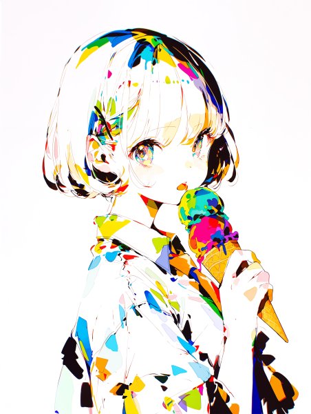 アイスを食べてる女の子のイラスト no.2